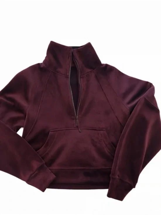 Lululemon Oversized Funnel-neck Half zip scuba velvet garnet red -XL/XXL NWOT - Picture 3 of 14